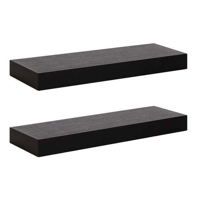 2pc 24" Havlock Wood Shelf Set Black - Kate & Laurel All Things Decor