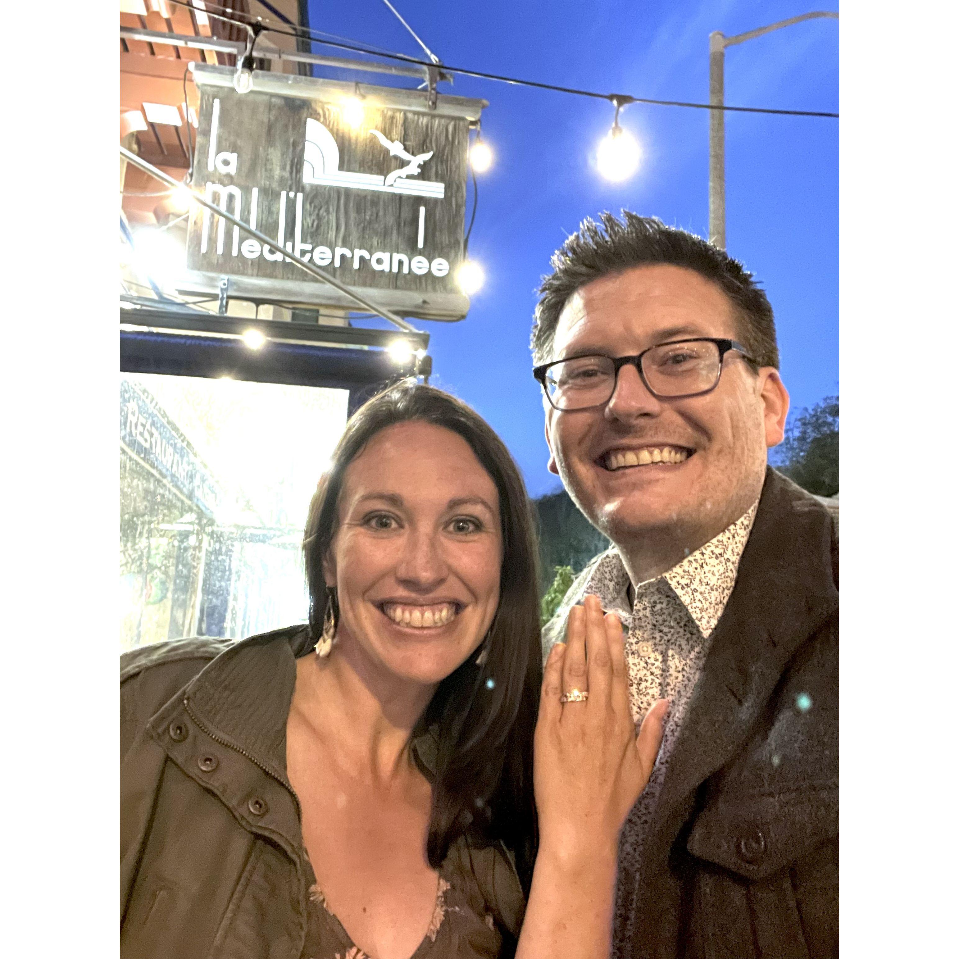 September 28, 2021, Engagement at Our First Date Spot