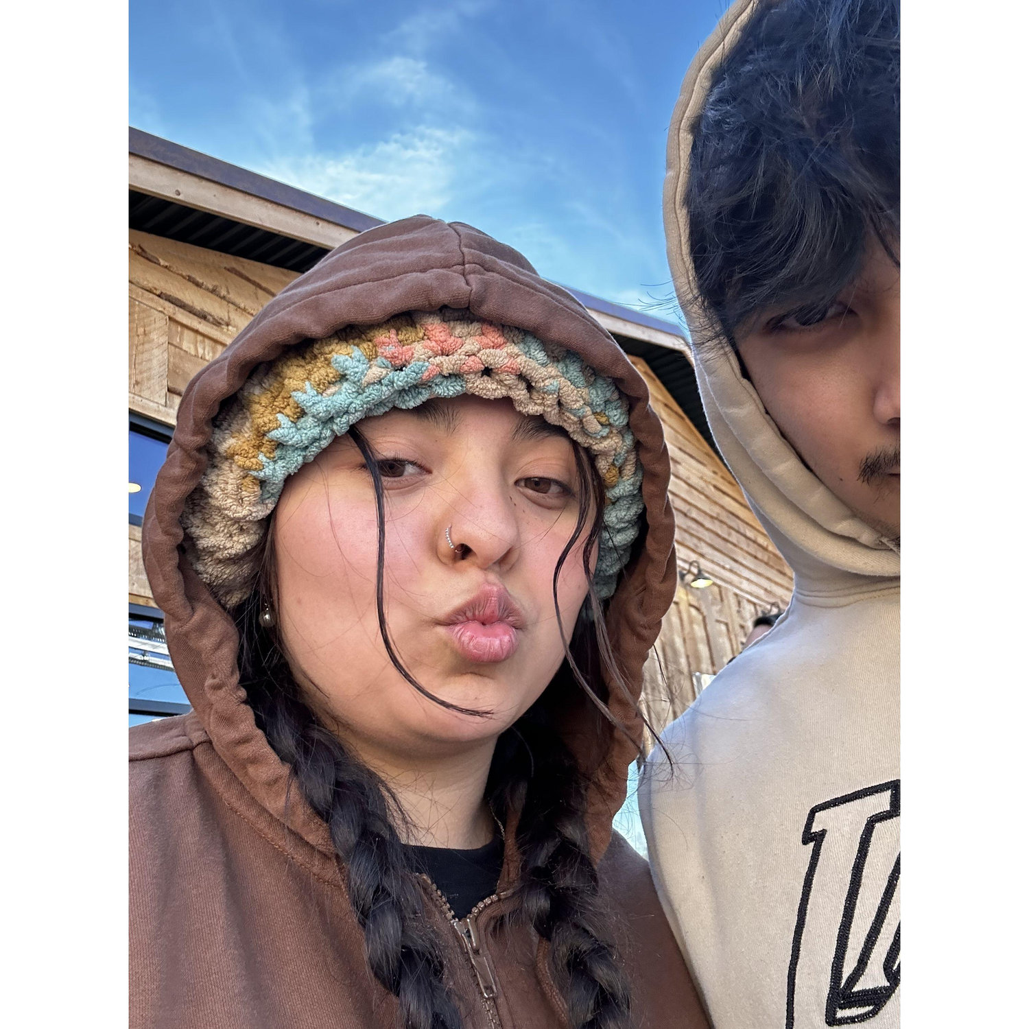 Here Gabe decided to take Bryza on a surprise valentines trip to Flagstaff (brrrr). They are in line for a roller coaster ride through the mountains. it was so BEAUTIFULL- 2025