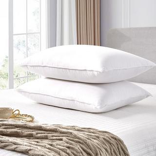 Goose Feather and Down Fiber Back Sleeper Bed Pillow, Set of 2