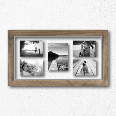 10" x 20" Wood and Metal Edge Multiple Opening Float Frame Brown - Threshold™