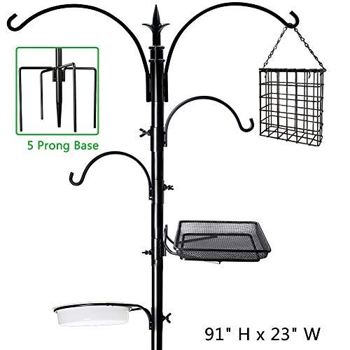 yosager 91" x 23" Premium Bird Feeding Station Kit, Bird Feeder Pole Wild Bird Feeder Hanging Kit with Metal Suet Feeder Bird Bath for Bird Watching Birdfeeder Planter Hanger