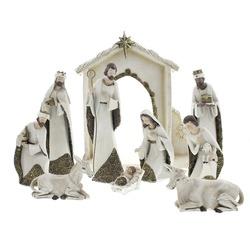 Ivory and Gold Nativity Set