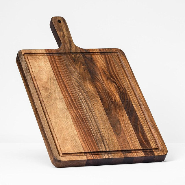 Premium Walnut Wood Cutting and Serving Board with Handle - Charcuterie Wooden Board - Durable, Stylish, and Versatile - Juice Groove - 17.7x10.6x0.8 in - Woodie Poppins (Large)