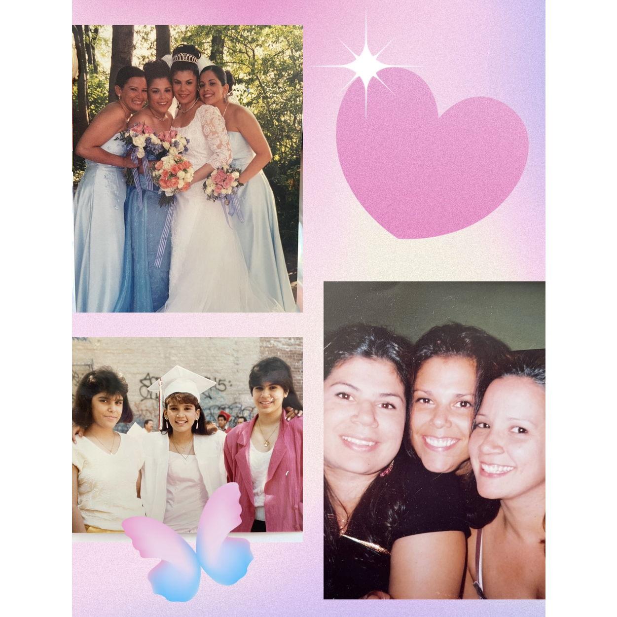 Jackie and Carmen. Bride’s lifelong friends and cousins. Madrinas de lassos at the wedding.