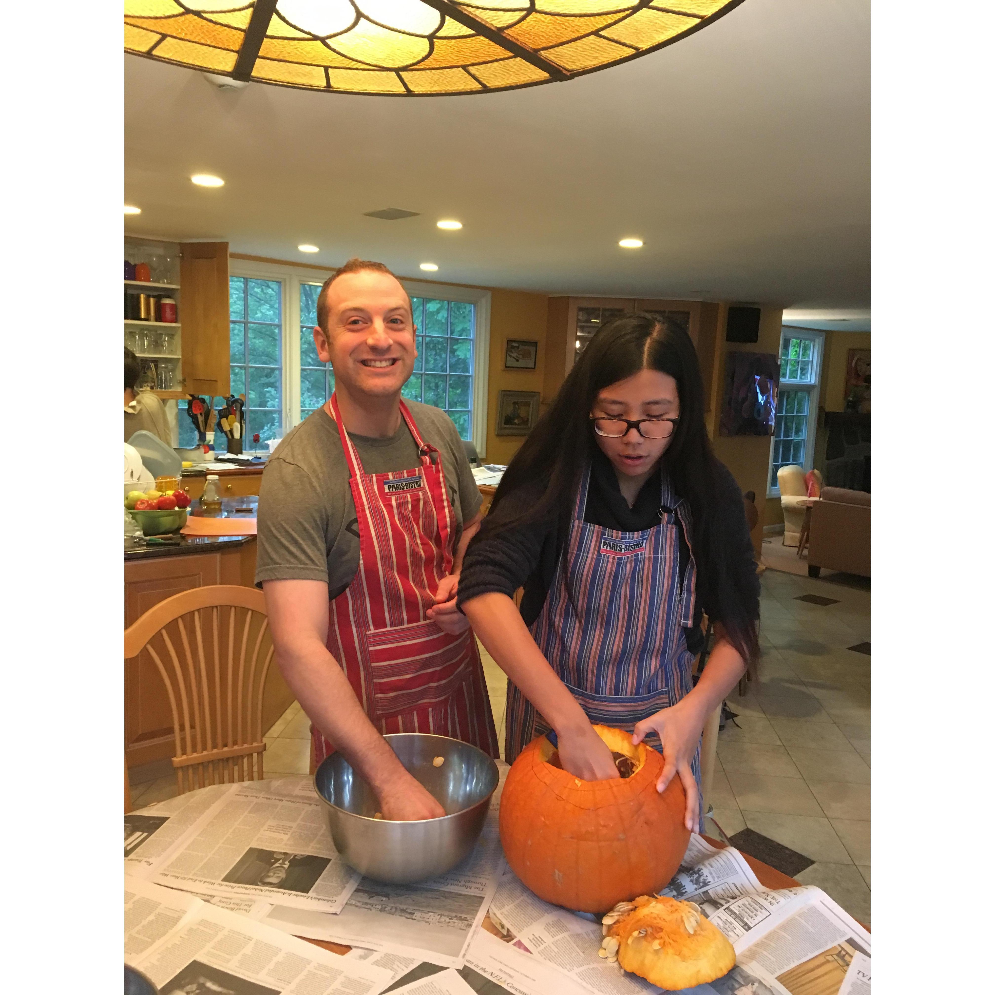 The pumpkin carving experience at the former Jaffe residence in Westport, CT