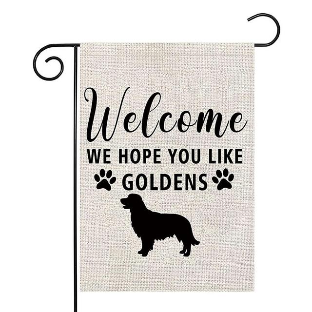 Golden Retriever Garden Flag Golden Retriever Flag Welcome We Hope You Like Goldens Garden Flag (Like Goldens F)