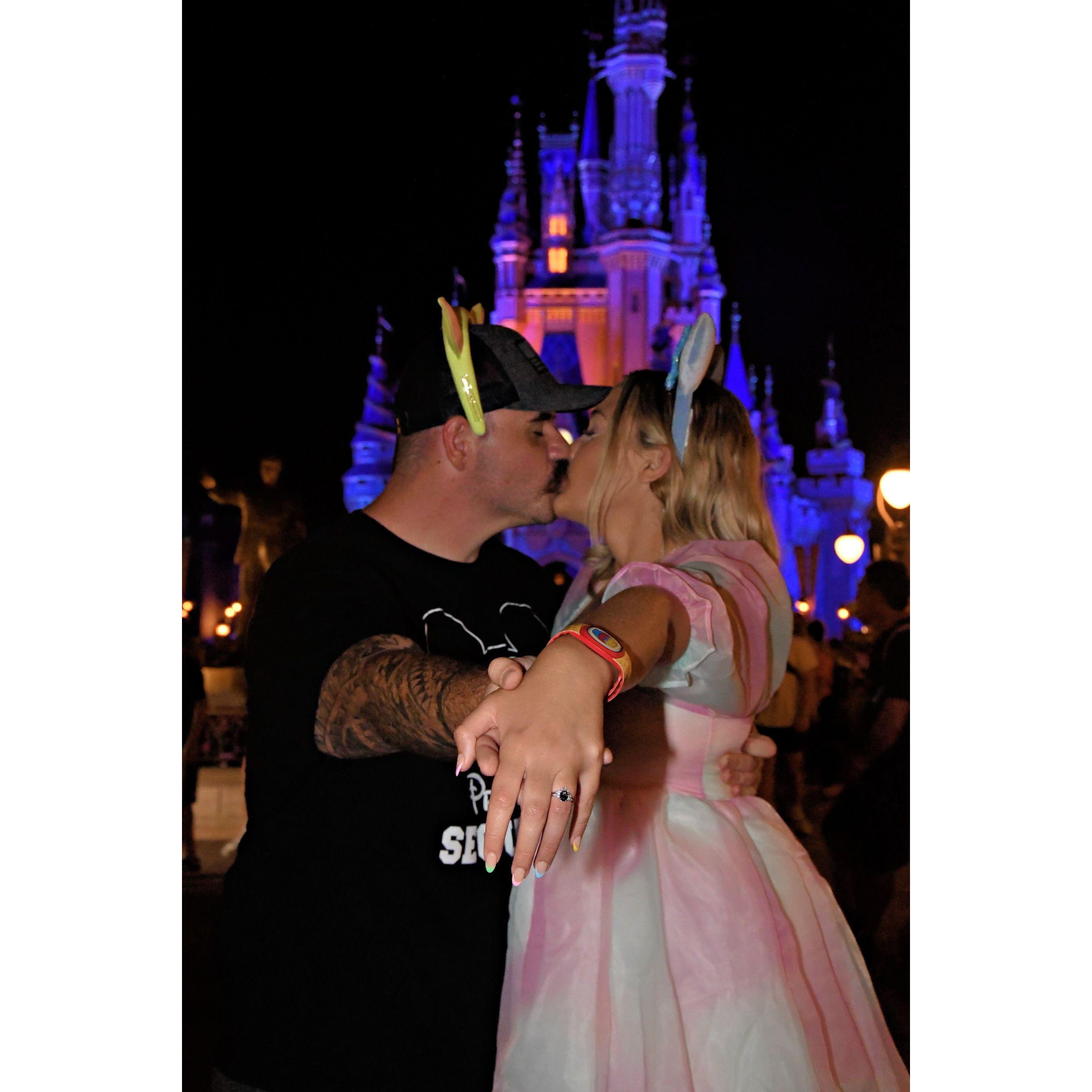 Letting Mickey Mouse know we are Engaged