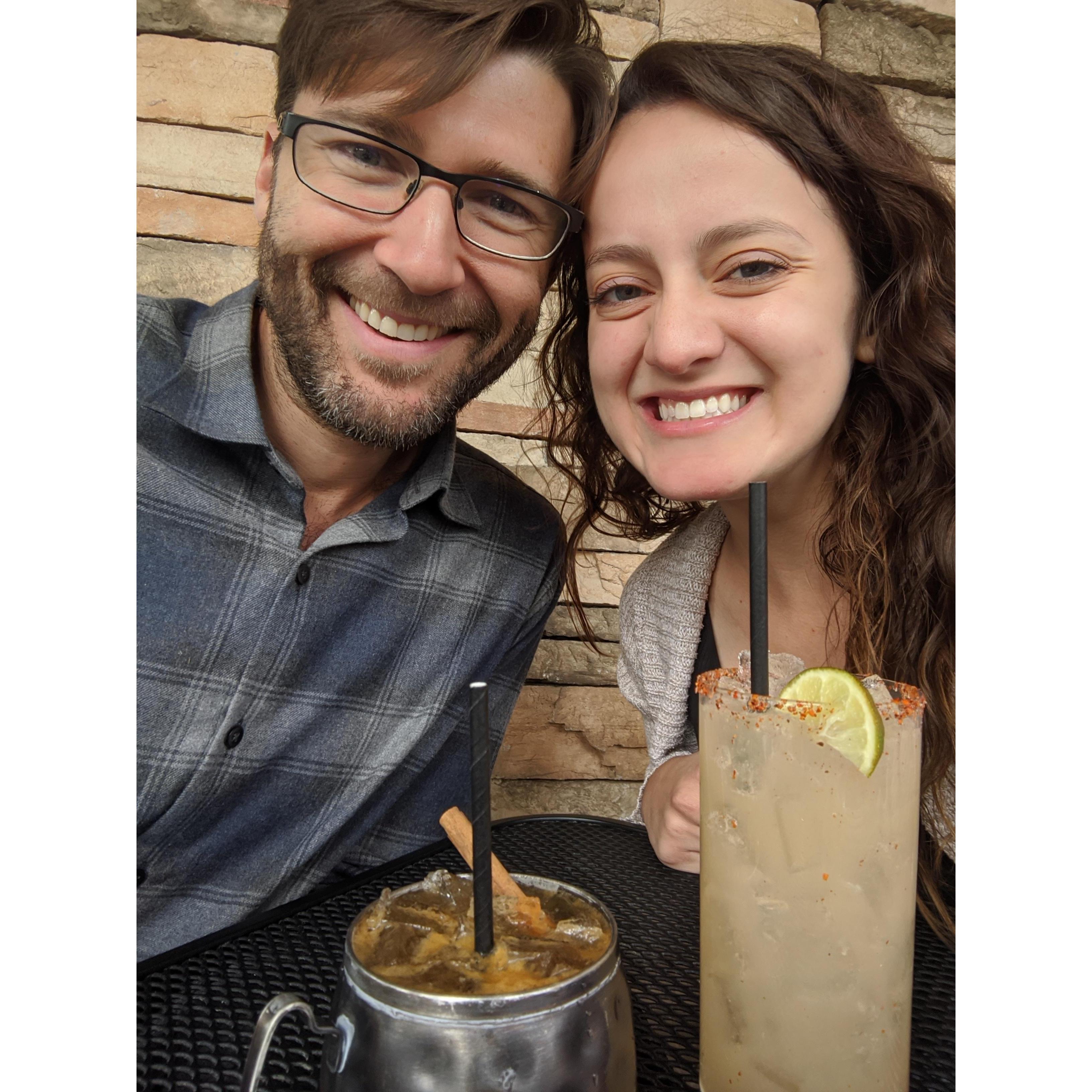 Our first date! Drinking pumpkin flavored cocktails in Colorado.