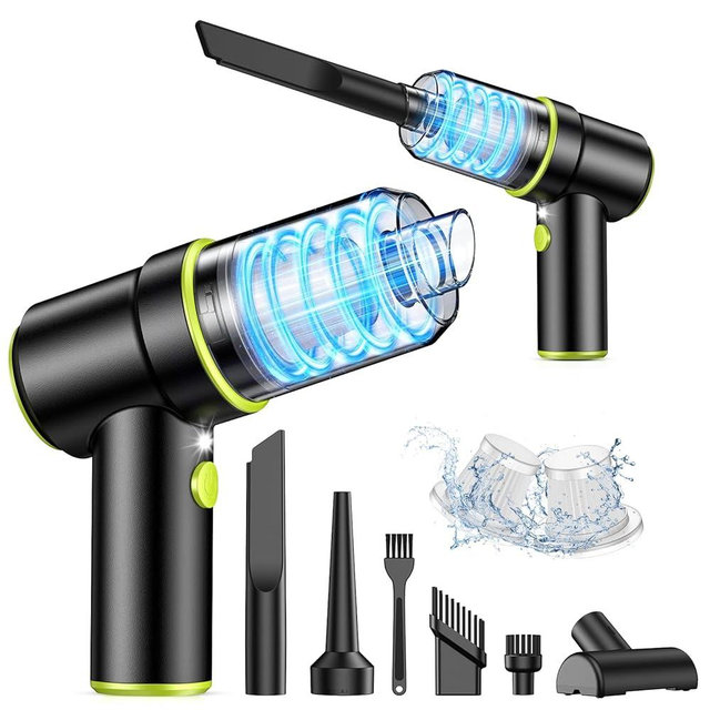 KMM Handheld Car Vacuum Cleaner, 9000PA Vacuum Cleaner & Air Duster, 120W High Power Vacuum Portable Cordless, Hand Held Vacuum Rechargeable with Multi-Nozzles & LED Light for Home, Car, Office