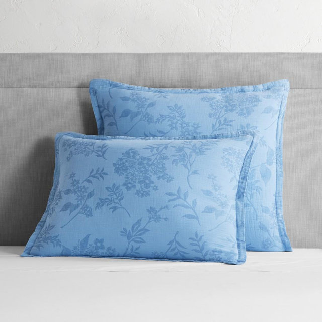 Jacquard Duvet & Shams, King Sham, Blue