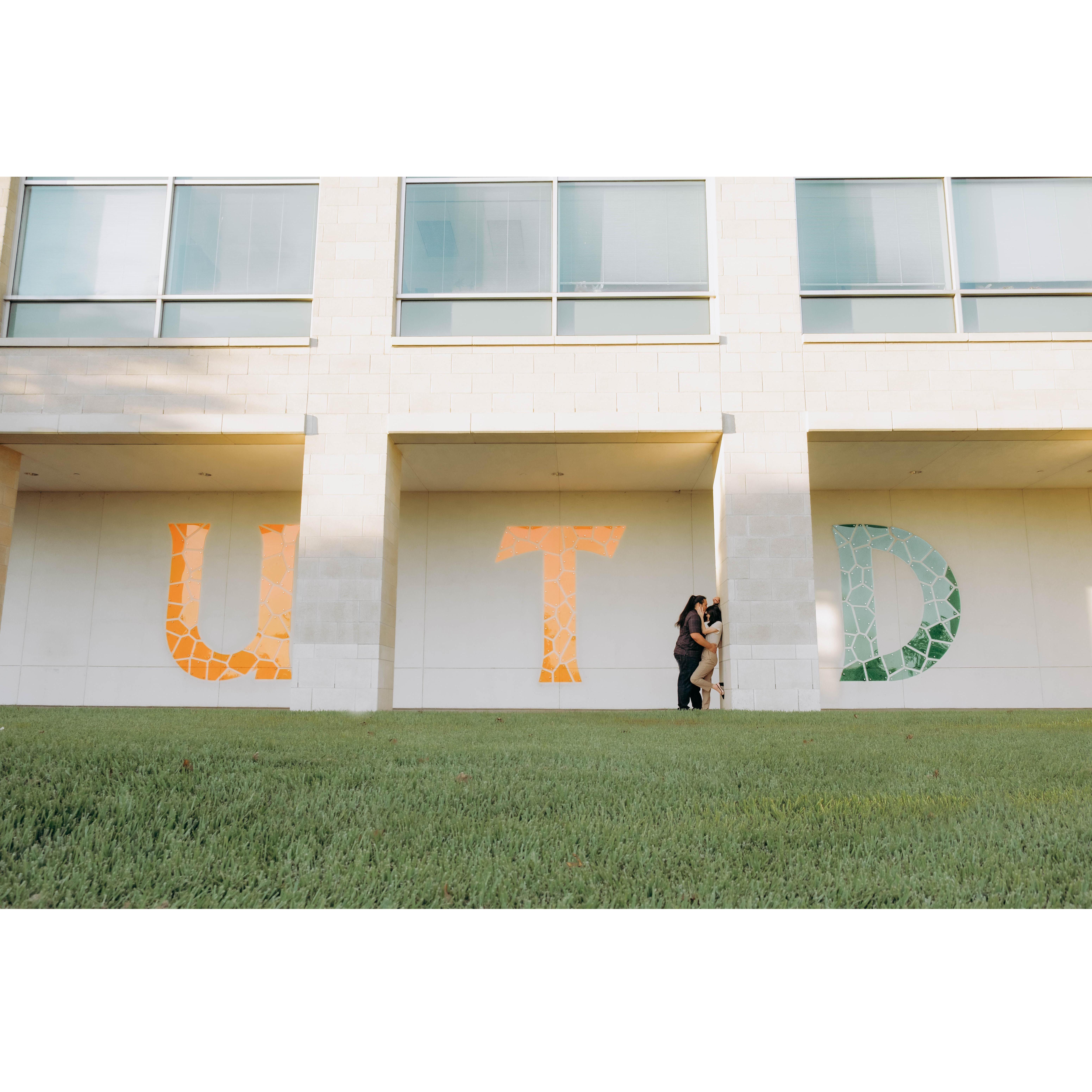 UTD was where we met, and where we basically lived 24/7, so it was only fitting to take our first round of engagement pictures here!

Picture taken by: @cupofcreatives
