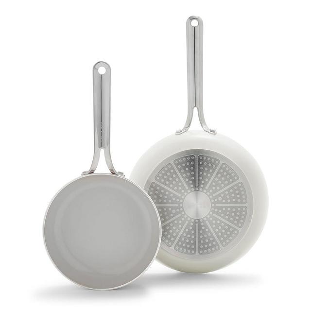 GreenPan Nova 8” & 10” 2 Piece Frying Pan Skillet Set, Oprah’s Favorite Things 2024, Induction Suitable PFAS-Free Nontoxic Ceramic Nonstick, Dishwasher & Oven Safe, Quick Even Heating, Cream