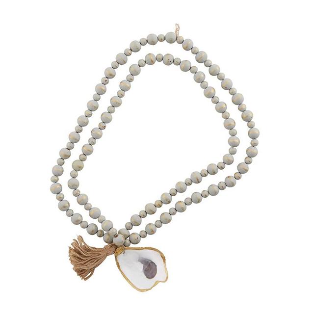 Mud Pie Decorative Oyster Beads, 72", Grey