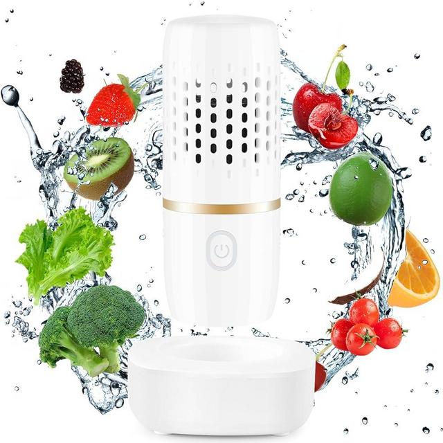 Cudinham Fruit and Vegetable Purifier Washing Machine Capsule Shape Cleaner Disinfection Machine OH-ion Purification Technology for Cleaning Fruits and Vegetables Rice Meat (White)