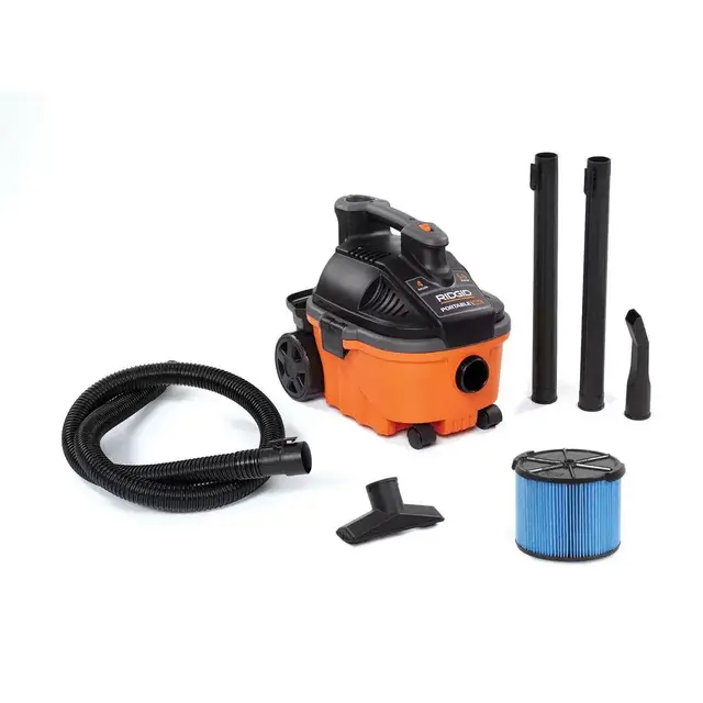 4 Gallon 5.0-Peak HP Portable Wet/Dry Shop Vacuum with Fine Dust Filter, Hose and Accessories