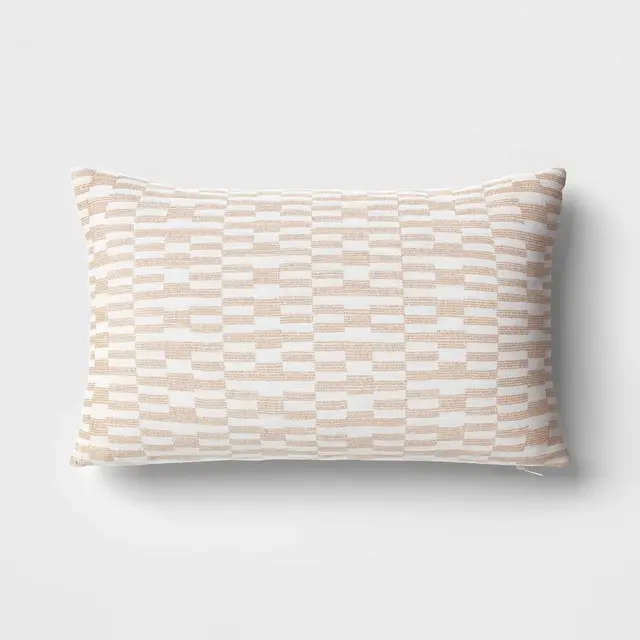 Lumbar Woven Linework Throw Pillow Neutral/Ivory - Threshold™