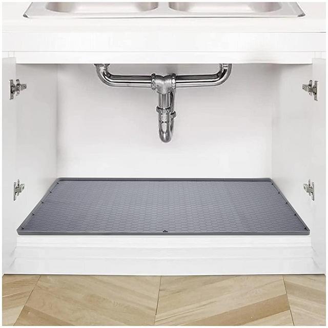 Under Sink Mat for Kitchen Waterproof, 34" x 22" Silicone Under Sink Liner Cabinet Mat Cabinet Protector, Sink Mats for Kitchen, Bathroom and Laundry Room