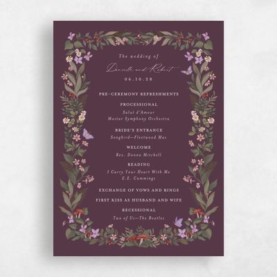 Dark Plum, Purple Wedding Program - Eglamore