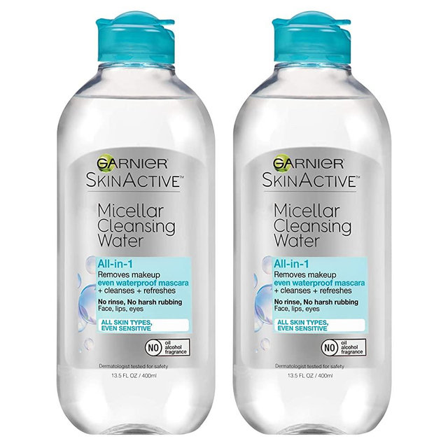 Garnier SkinActive Micellar Cleansing Water, For Waterproof Makeup, 13.5 Fl Oz, 2 Count