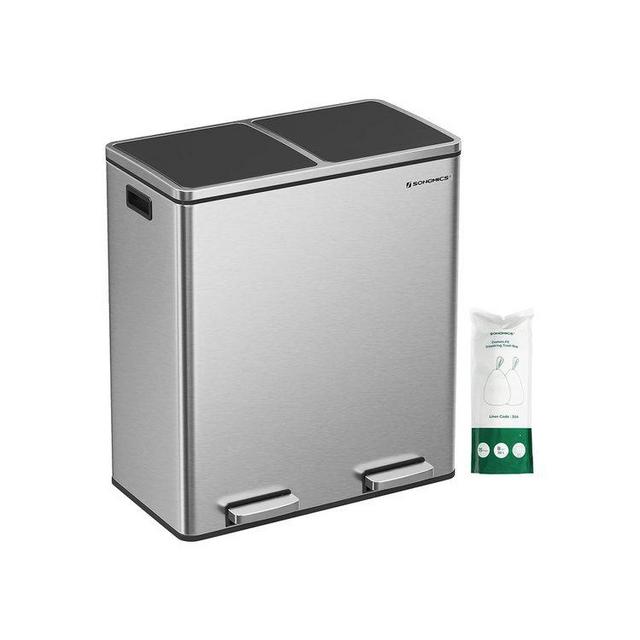 Silver Stainless Steel 16 Gallon Trash Can