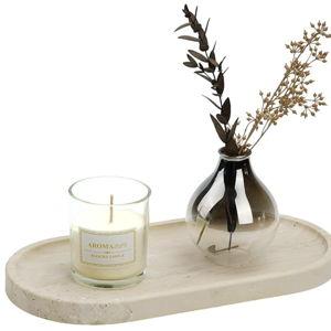 Koville Italian Travertine Tray, 12"x6" Vanity Decorative Marble Tray for Countertop, Catchall Tray for Perfume, Candles, Jewelry Dish Tray
