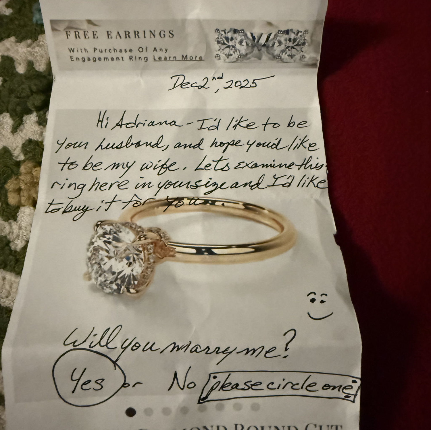 She circled 'yes'!!!