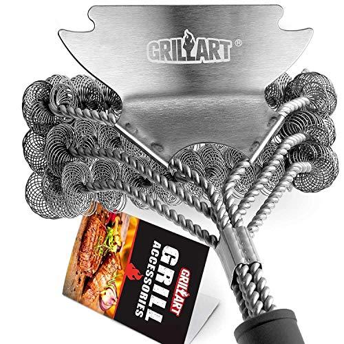 GRILLART Grill Brush Bristle Free - Safe BBQ Cleaning Grill Brush and Scraper - 18" Best Stainless Steel Grilling Accessories Cleaner for Weber Gas/Charcoal Porcelain/Ceramic/Iron/steel grill Grates