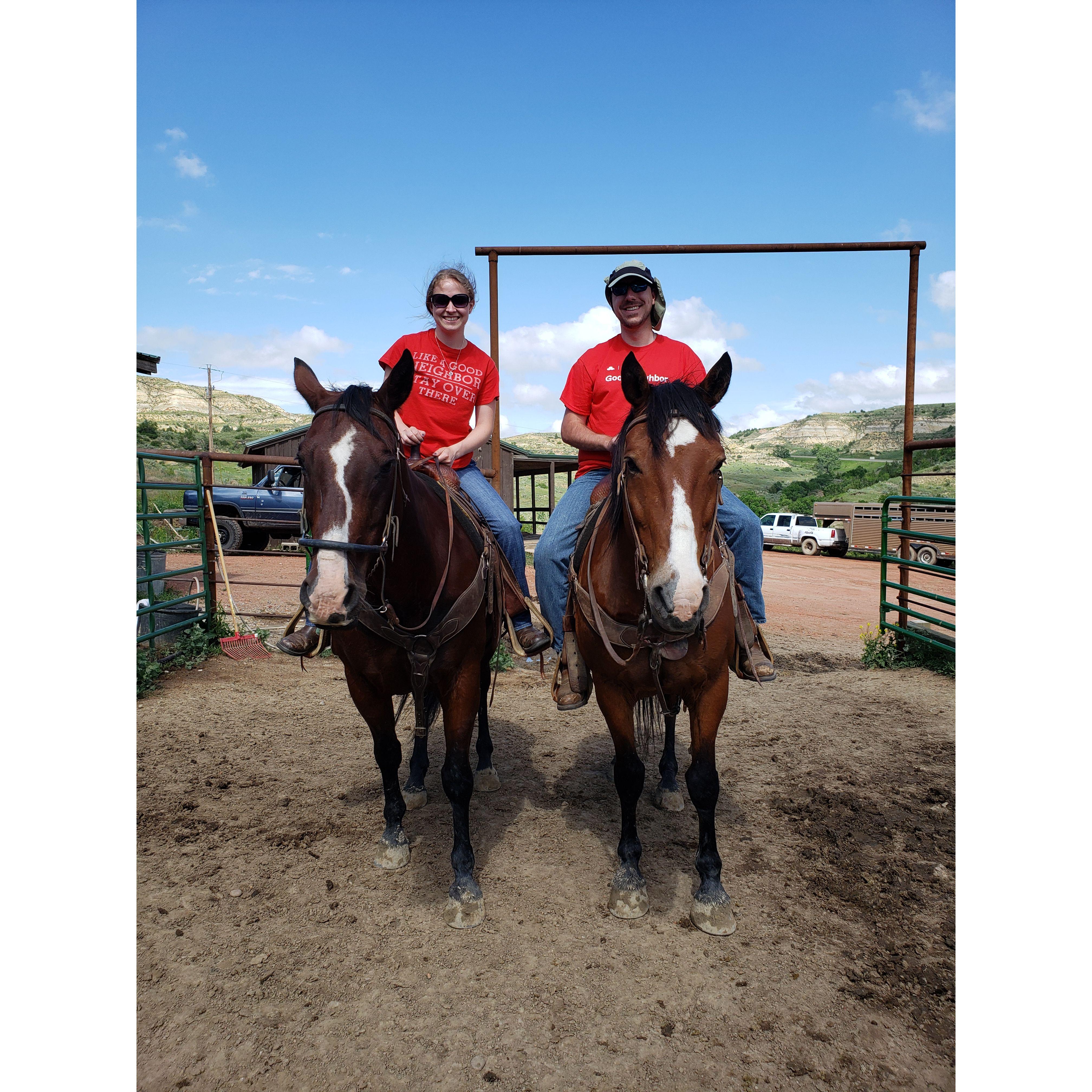 Mark's first time riding a moving horse. *he technically had sat on a stationary horse prior*