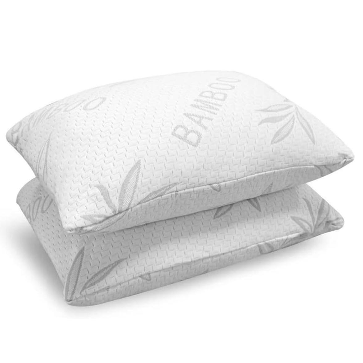 JJDANFILL Rayon Derived from Bamboo Pillow Standard Size Set of 2 - Machine Washable Bed Pillows for Sleeping for Back, Stomach and Side Sleeper - Firm Shredded Memory Foam Pillows 20 * 26in