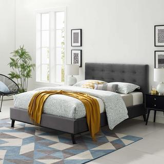 McKenzie Biscuit Tufted Velvet Platform Bed