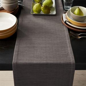 Grasscloth 90" Graphite Grey Table Runner