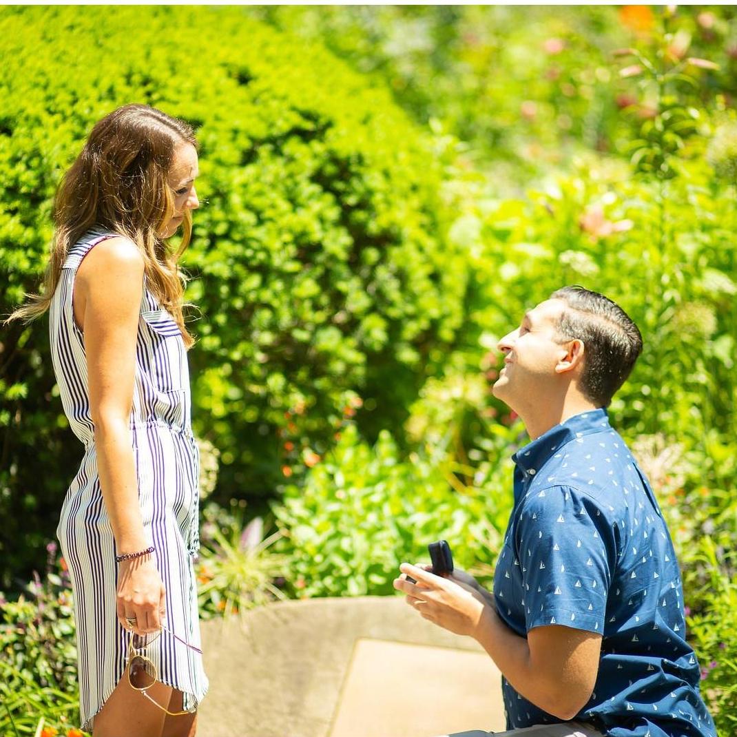 Surprise proposal in The Shakespeare Garden in Central Park, June 23, 2019