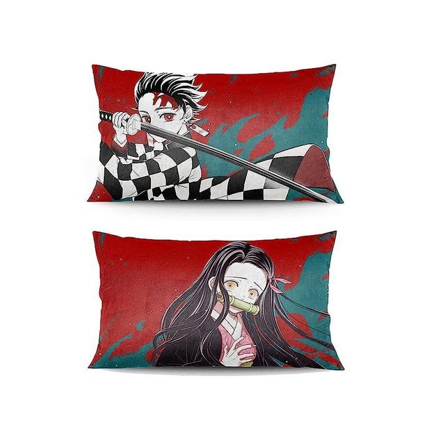 Anime Pillow Covers Set of 2 Anime Pillow Case Zipper Pillowcase Double-Sided Printing Design Super Soft Pillowcase Cushion Cover for Sofa Bedroom Home Decorative 20x30 Inch Set of 2