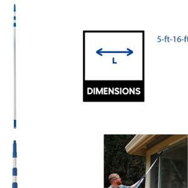 Ettore 5-ft to 16-ft REA-C-H Telescoping Aluminum Extension Pole