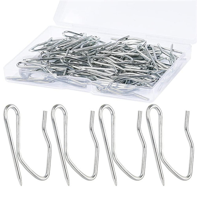 1.2 Inches Curtain Hooks, Sopito 58pcs Metal Drapery Pin and Hook for Door Window Shower Curtain, Silver White