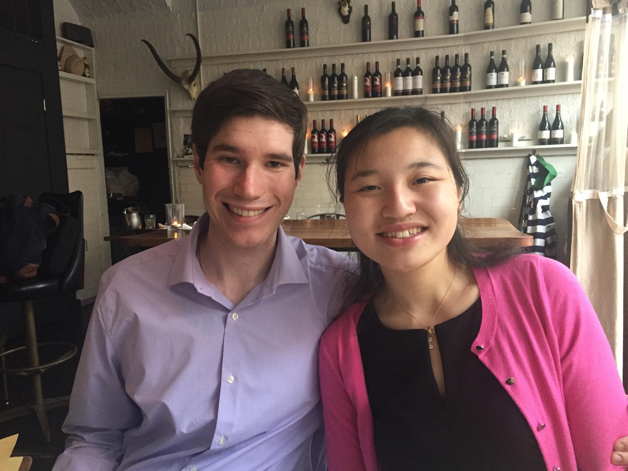 Lia and Jon at the Italian restaurant, Pomodoro, in the North End of Boston from May 2018