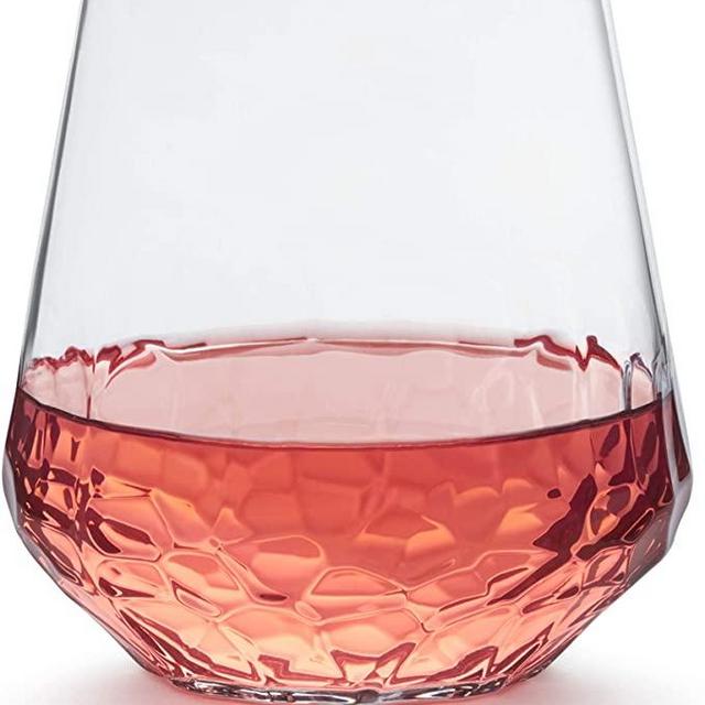Hammered All-Purpose Stemless Wine Glasses, Set of 8
