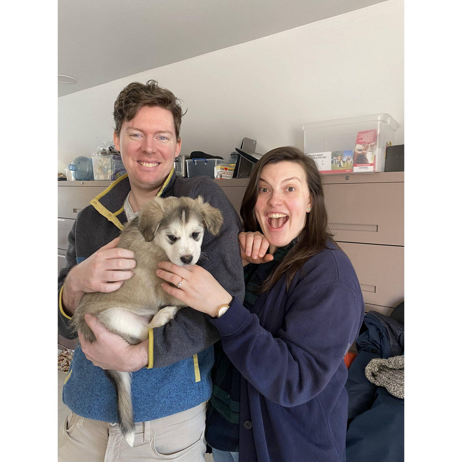 Meeting our puppy (Toby) for the first time!