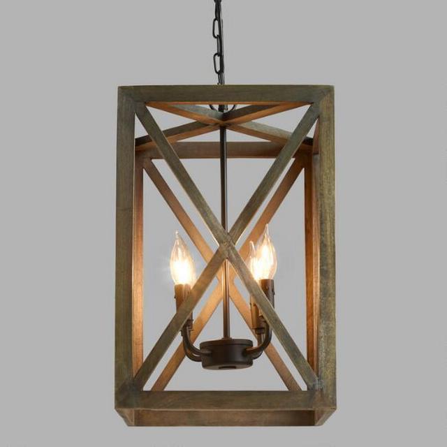 Gray Wood and Iron Valencia Chandelier