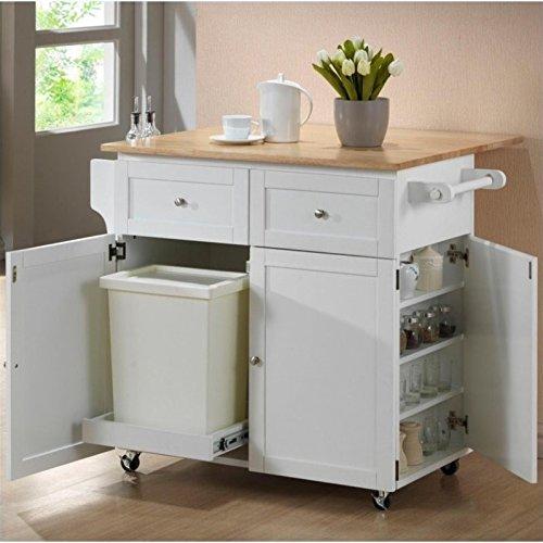 DROP LEAF KITCHEN CART, NTRL BRWN/WHT, 43.00 X 3