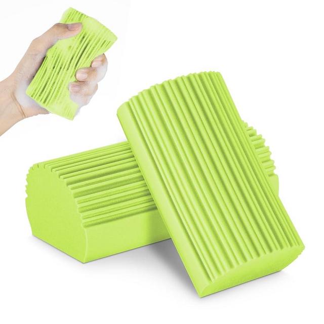 2-Pack Damp Clean Duster Sponge, Magic Cleaning Sponge Baseboard Cleaner Duster Sponge Tool, Dusters for Cleaning Baseboards, Vents, Mirrors, Ceiling Fan & Cobweb, No Dust Flying and Spreading…
