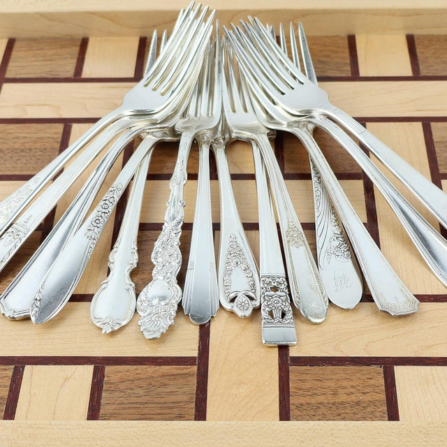Vintage Dinner Forks, Silverplate, Mismatched Silverware, Silverplate Dinner Forks, Tea Party