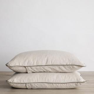 Piped Linen Pillowcase, Set of 2