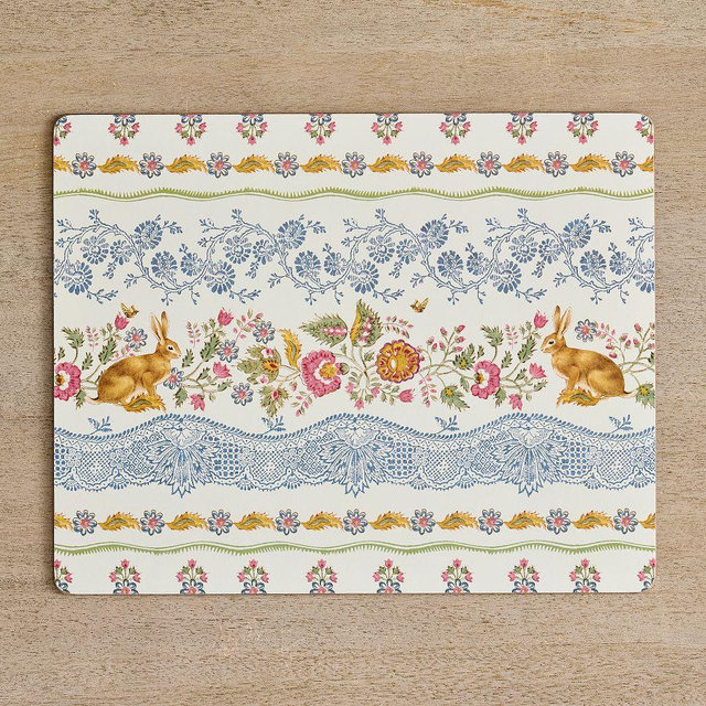 Botanical Bunny Cork Placemats, Set of 4 - Multi