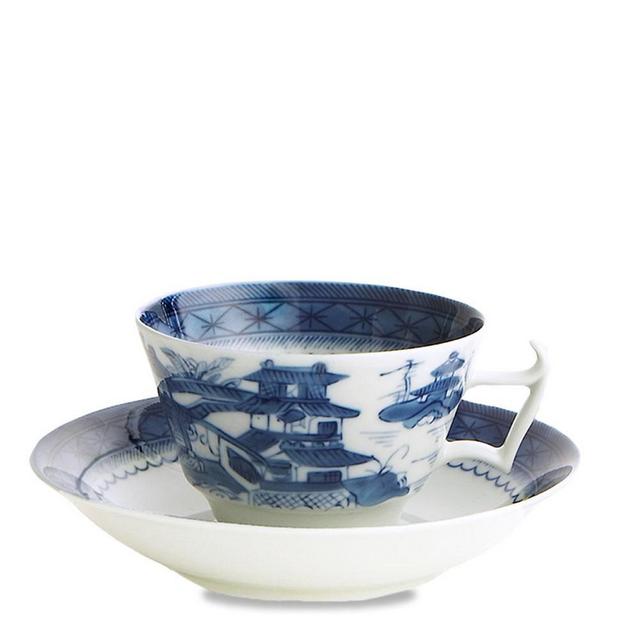 Mottahedeh Tea Cup & Saucer, Blue Canton