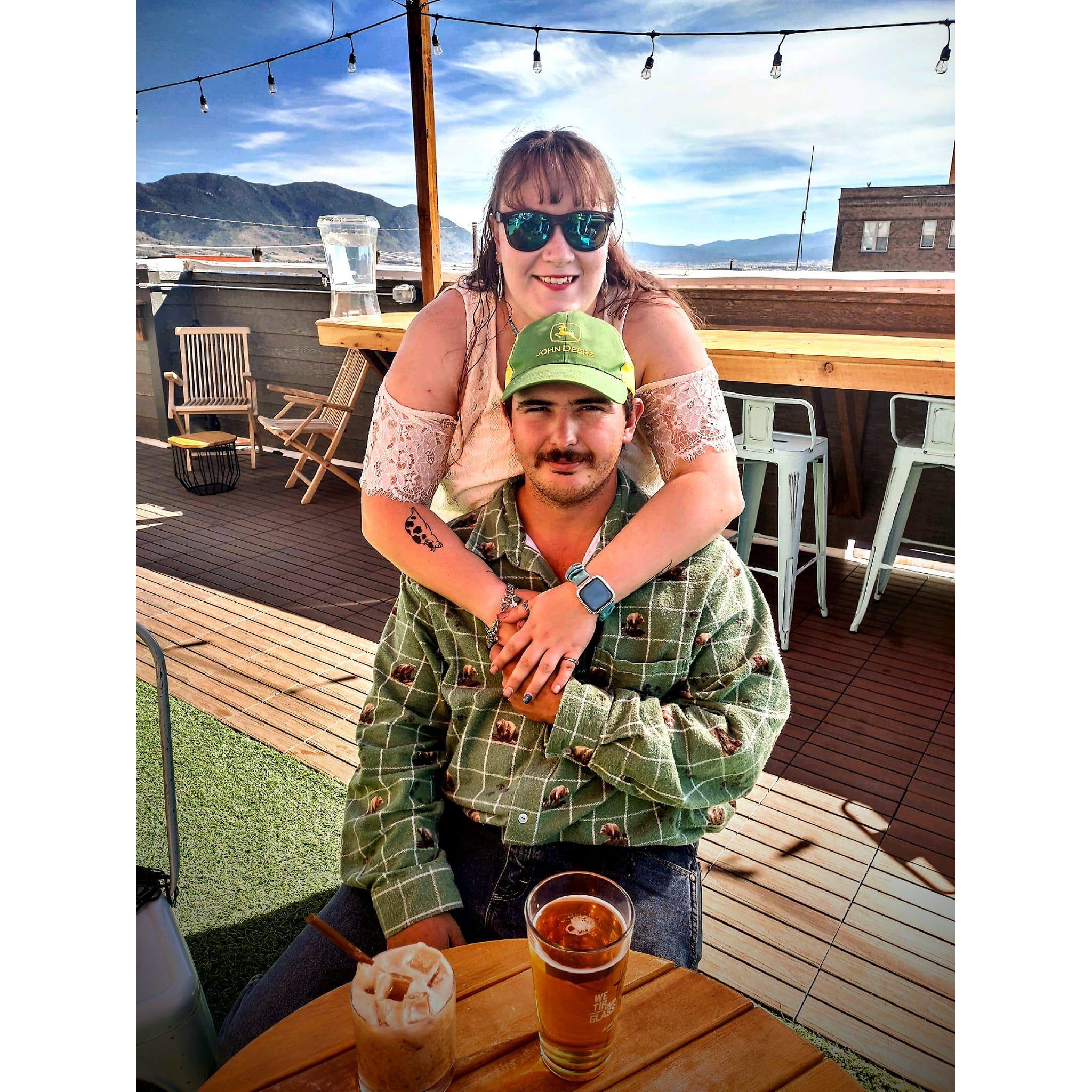 Drinking with family at a Butte bar.