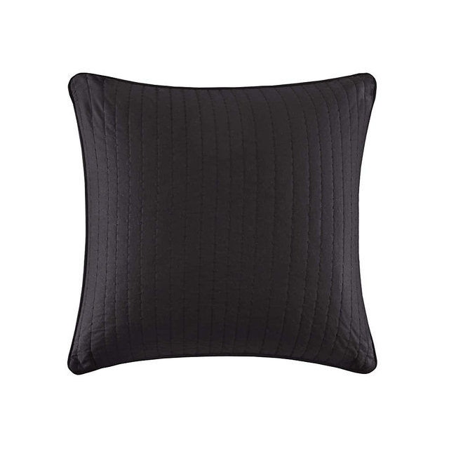 INK+IVY Camila European Square Decorative Pillow Cover, Hidden Zipper Closure (Cushion NOT Included), 26"x26", Quilted Black