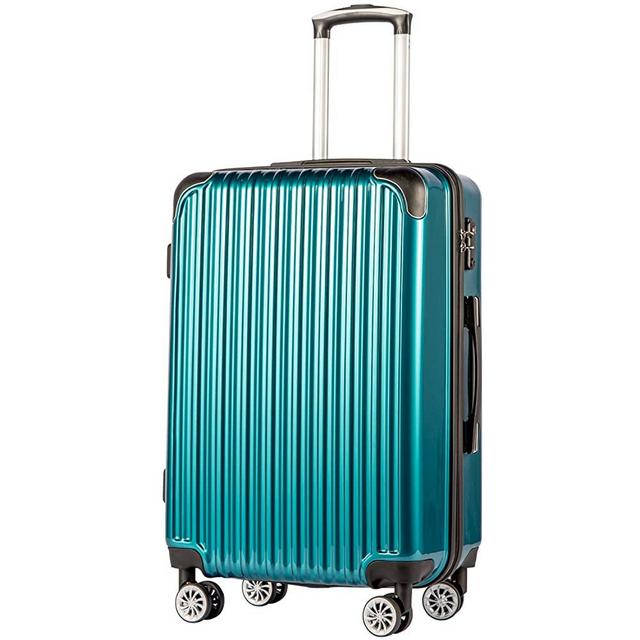 Coolife Luggage Expandable(only 28") Suitcase PC+ABS Spinner 20in 24in 28in Carry on (green new, S(20in)_carry on)