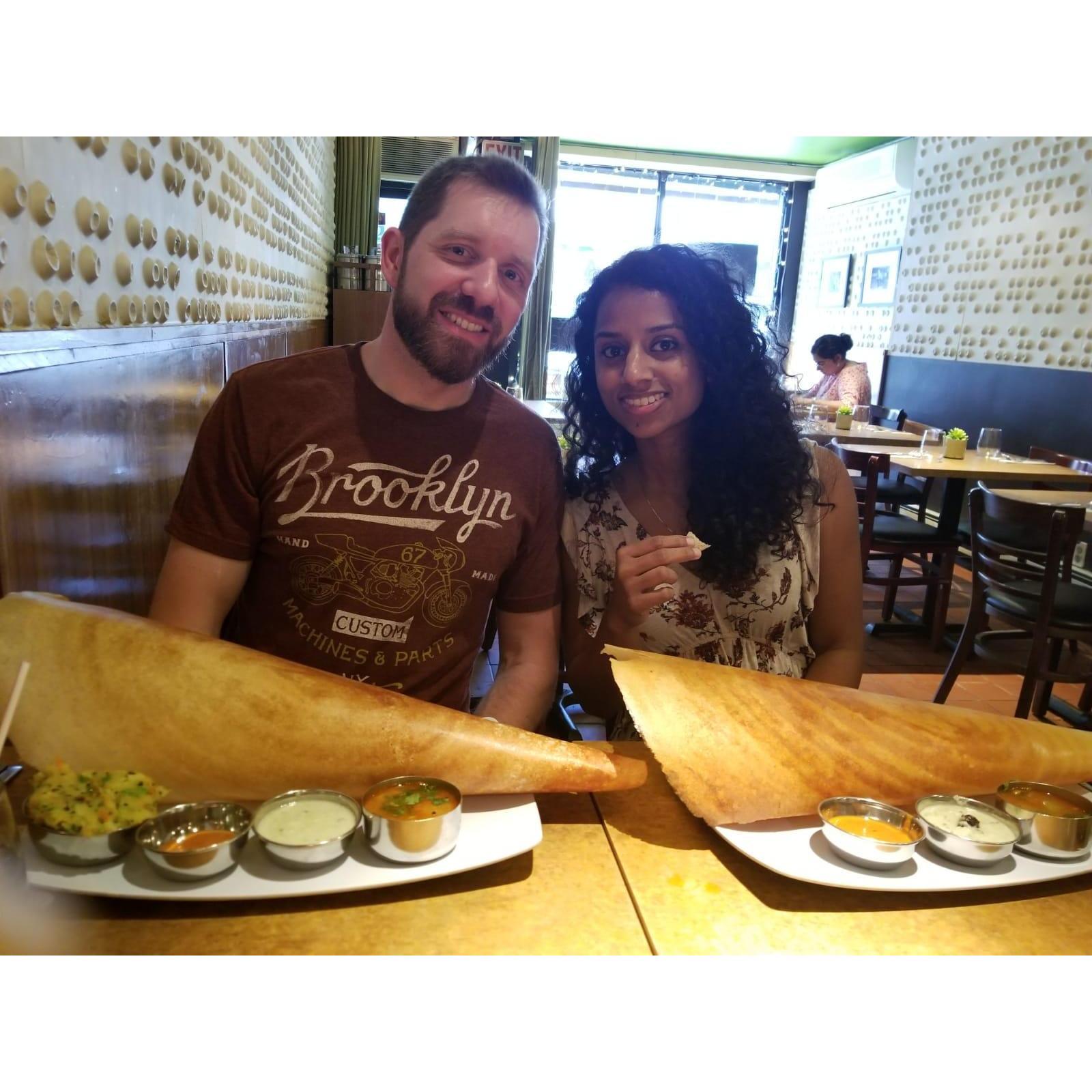 Adam's first dosa, in NYC!